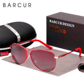 BARCUR Polarized Women Men Gradient Metal Pilot UV400 Female Gafas Oculos De Sol Masculino