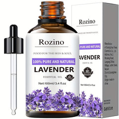 3.38oz Lavender Essential Oil, for Massage, Light Beige Care, Scraping, Shower, Diffuser Relaxing Essential Oil, Face, Body, Nails, Hair, Eyelash Care
