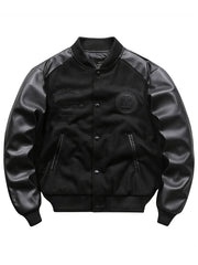 Men's Retro Embroidered Print Thick Baseball Jacket