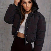 New Women's Jacket Hooded Warm Coat with Drawstring Design, Short Casual Fashion Padded Coat