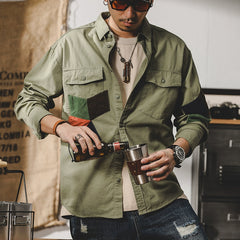 Casual Long-Sleeved Winter Ins Ethnic Style Color Matching Shirt