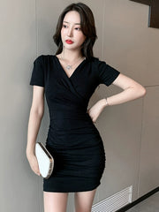 Pleated Sexy Cover Belly Skinny Slimming Night Club Dress