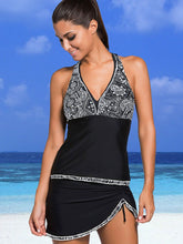 European and American Sexy V-neck Halter Conservative Swimwear Women's 2024 Summer Beach Vacation Detachable Pantskirt Separates Swimsuit