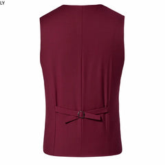 Mens Suit Vest Smart Casual Sleeveless Vest Single Breasted Solid Color