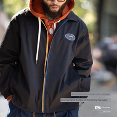 Madden Nylon Coach Jacket Turn-down Collar Coat Tooling