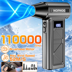 Turbo Fan Violent Jet Blower Cleaning Tools Car Vacuum Cleaner Summer Universal Hair Dryer Electric Air Duster Auto Dust Collector for Car Home Computer Keyboard Camera Outdoors Fan