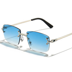 HBK Luxury Rimless Women's Sunglasses TOP Quality Retro Metal