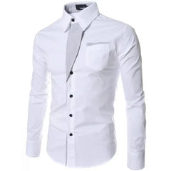 White Striped Shirts Mens Long Sleeved Business Slim Fit Male Shirt