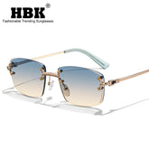 HBK New Luxury Rimless Women's Sunglasses TOP Quality Retro Metal Sun Glasses Ladies Small Square Gradient Shades Men 2022