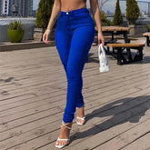 S-3XL Stretch Skinny Denim Women's Jeans Mid Waist Pants Blue Retro Washed Elastic Slim Pencil Trousers