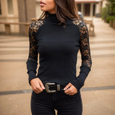 Fashion Lace Cut Out Long Sleeve T-shirt