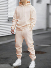 Jogging Solid New In Men's Set Streetwear All-Match Casual Hoodie Sweatpant Suit Fleece Loose Clothes Autumn Sport Long Pants