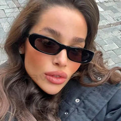 Fashion Cat Eye Sunglasses Women's Luxury Brand Small Oval Black