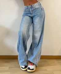 Baggy Jeans Women High Waist Mom Jeans Flare Pants Denim Straight Loose