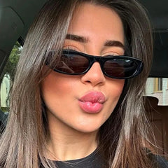 Fashion Cat Eye Sunglasses Women's Luxury Brand Small Oval Black