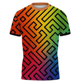 3D Printed Color Blocked Stripes T-Shirt
