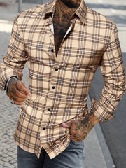 Men's long-sleeved Shirts Casual Shirts Plaid multi-color Pattern