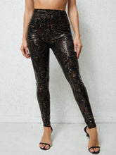 High-Waisted Snake Crack Print Leggings Serpentine Leather Pattern in Black And Gray plus Size Tights Pants