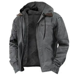 Men's Casual Jackets Hooded Zipper Pocket Fashion Solid Color Fleece