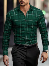 Men's long-sleeved Shirts Casual Shirts Plaid multi-color Pattern