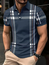 POLO shirt features a casual fashionable comfortable soft and breathable 3D striped pattern print