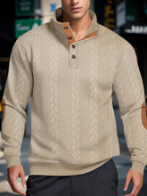 Men’s Knitted Jacquard Sweaters Button Stand-up Collar Warm Pullover Sweaters