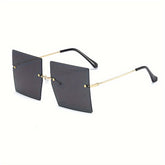 Oversized Gradient Sun Shades - Frameless Design, Trendy Gradient Lenses