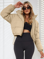 New Women's Jacket Hooded Warm Coat with Drawstring Design, Short Casual Fashion Padded Coat