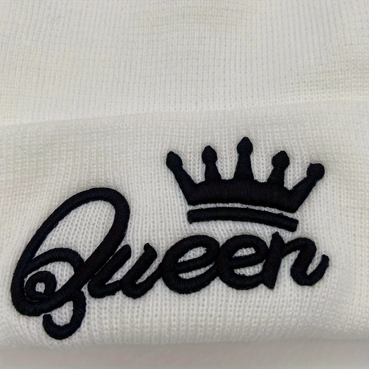 1pcms King & Queen Embroidered Knitted Hat for Men, Fashionable Gift