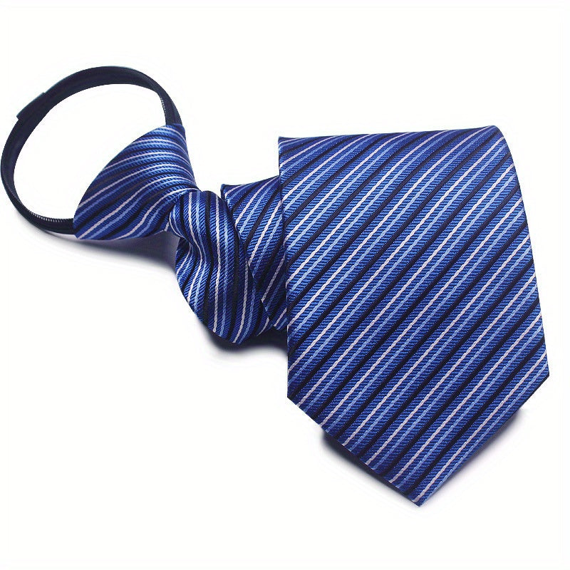 1pc 7CM/2.75inch Easy-Pull Lazy Tie - Convenient, One-Handed Adjustment, Time-Saving, Stylish Accessory for Business, Leisure - Ideal Gift Choice for Men, Navy Blue Series