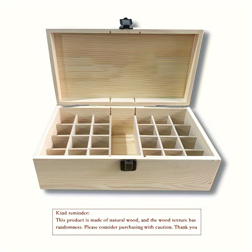 25 Grids Essential Oil Storage Box Case - Wooden Organizer for 24 Bottles of 5ml, 10ml, 15ml, Plus 1 Large Slot for 118ml, 60ml, 1-4 Oz Ounce