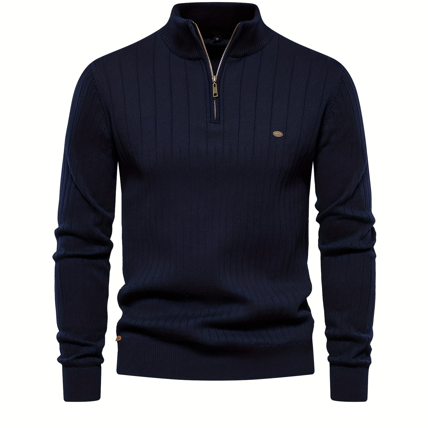 Men's Casual Cotton Warm Slightly Stretch Half Zipper Stand Collar Pullover Sweater For Men Fall Winter