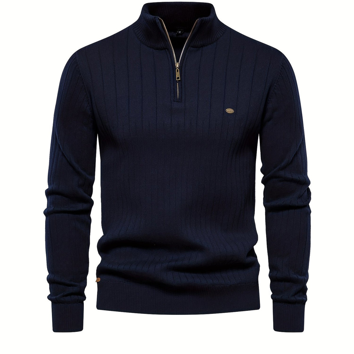Men's Casual Cotton Warm Slightly Stretch Half Zipper Stand Collar Pullover Sweater For Men Fall Winter