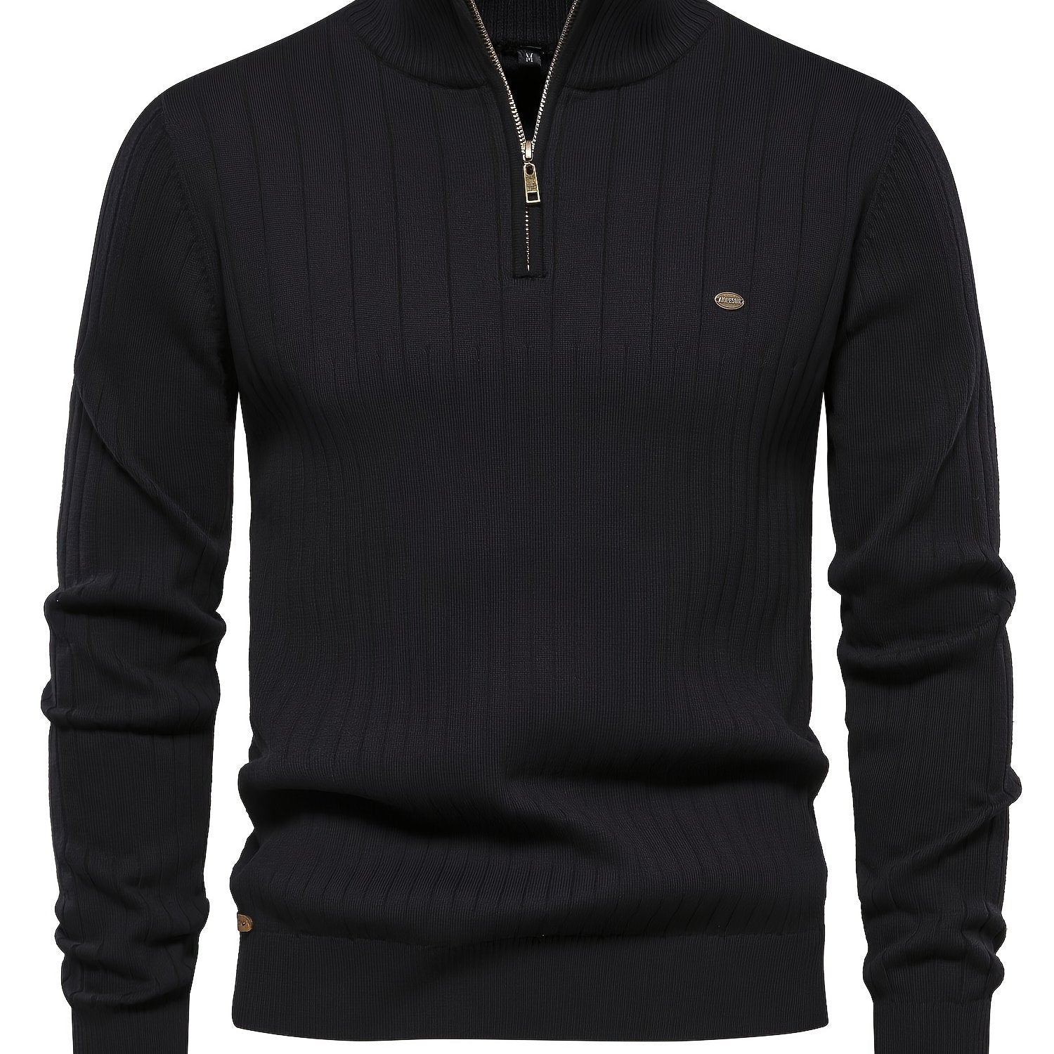 Men's Casual Cotton Warm Slightly Stretch Half Zipper Stand Collar Pullover Sweater For Men Fall Winter