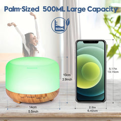 500ml USB-Powered Wood Grain Aromatherapy Diffuser with Remote Control - Auto Shut-Off and Soothing Essential Oil Aroma for Home, Office, and Bedroom