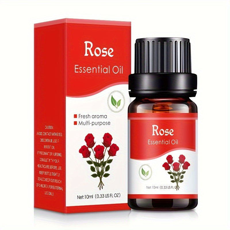 10ml Essential Oil Set - Relaxing Lavender, Uplifting Lemongrass, Romantic Rose - Fragrance Oils for Diffuser, Humidifier - Nourishing Skin and Hair, All Skin Types, Alcohol-Free, For Home, Bathroom, Office Use