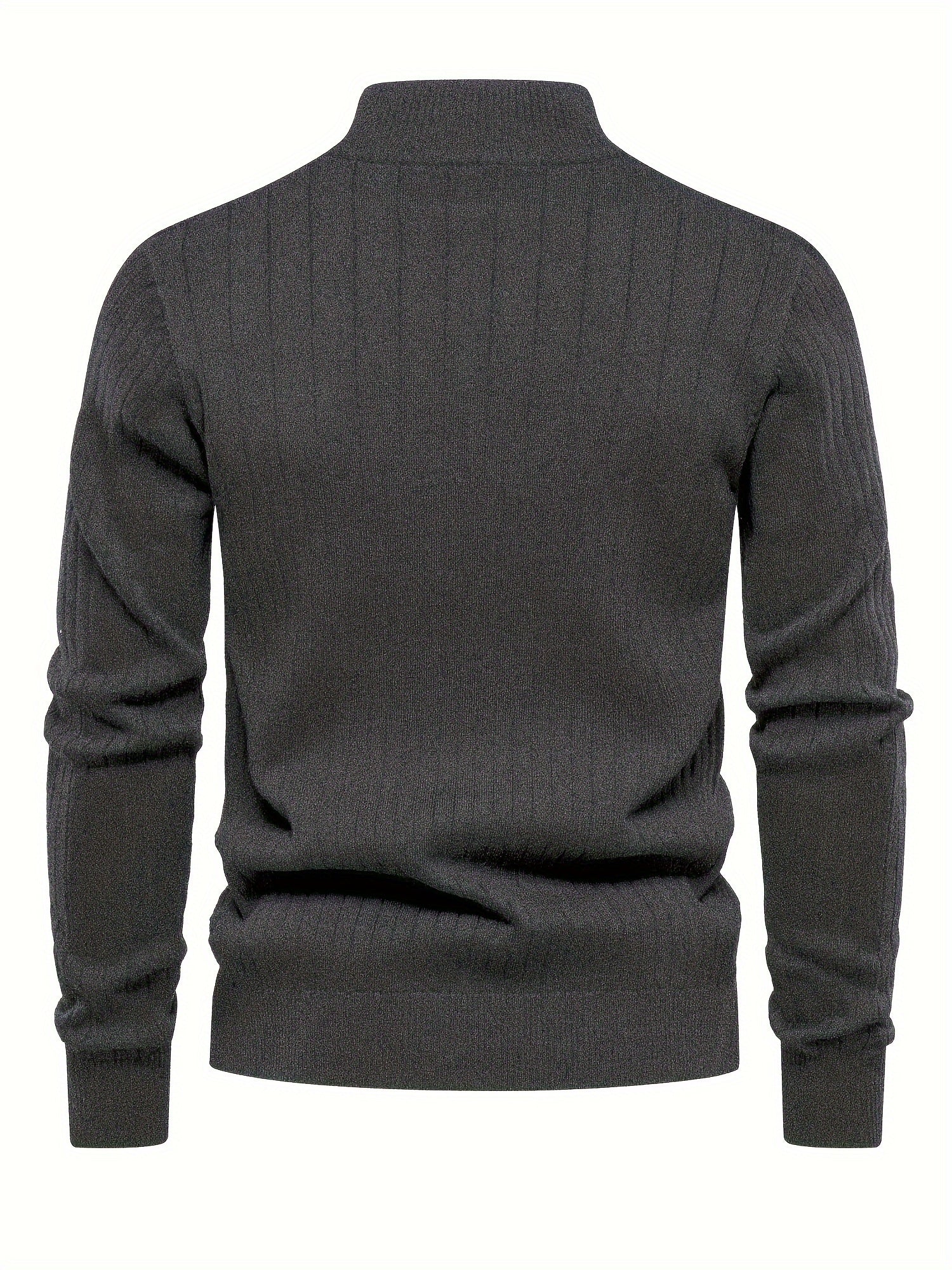 Men's Casual Cotton Warm Slightly Stretch Half Zipper Stand Collar Pullover Sweater For Men Fall Winter