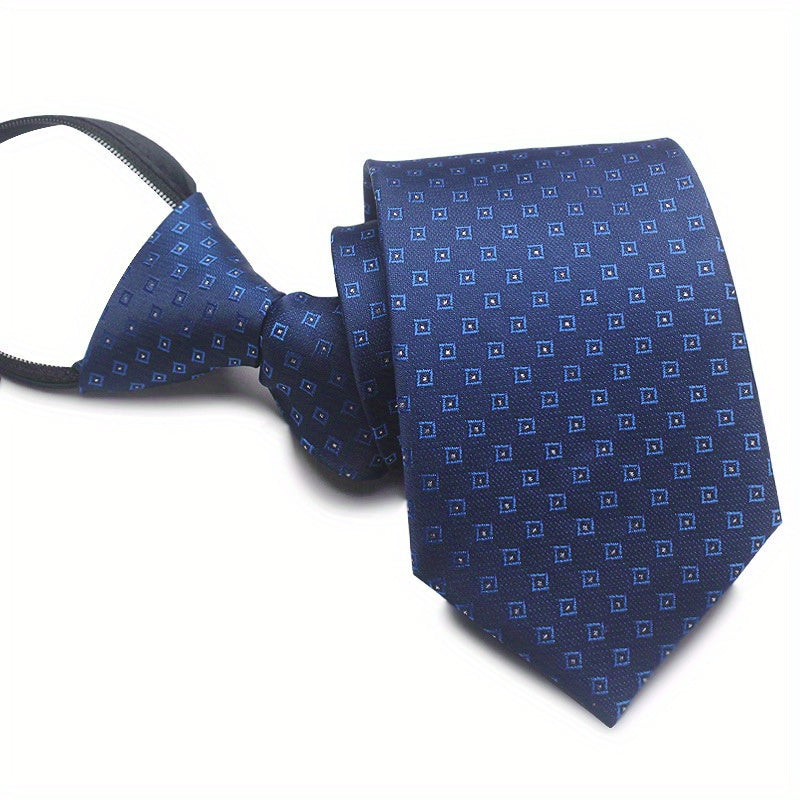 1pc 7CM/2.75inch Easy-Pull Lazy Tie - Convenient, One-Handed Adjustment, Time-Saving, Stylish Accessory for Business, Leisure - Ideal Gift Choice for Men, Navy Blue Series