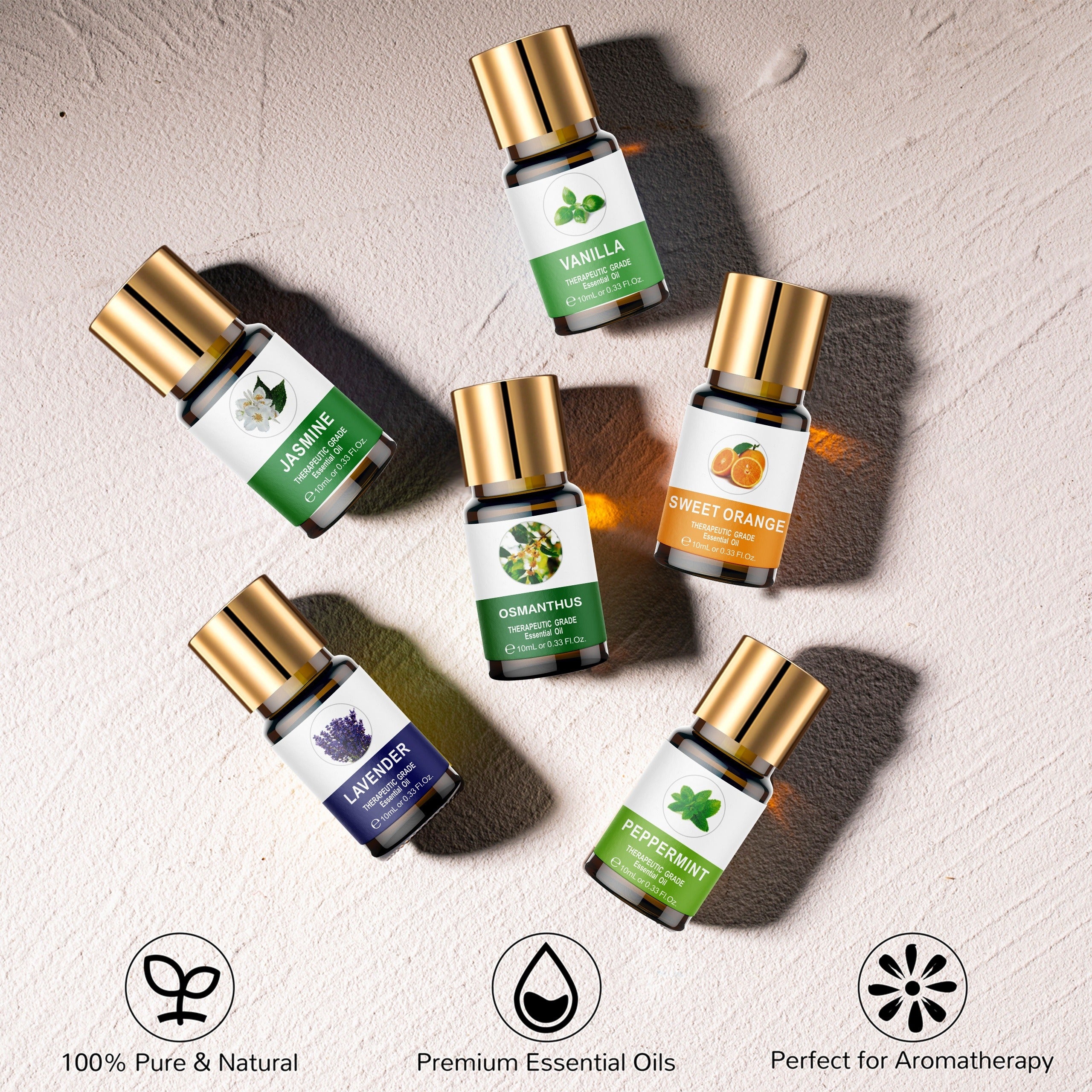 Essential Oil Set, Essential Oil 8*0.34oz Wooden Box Set, Essential Oil Set (lavender, Mint, Vanilla, Sweet Orange, Jasmine, Eucalyptus, Ylang Ylang, Osmanthus