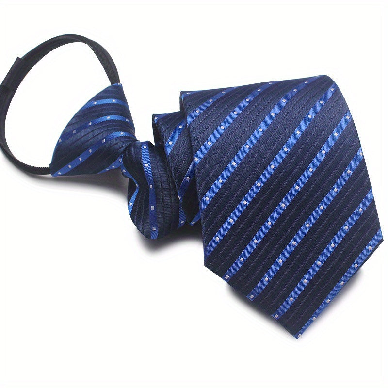 1pc 7CM/2.75inch Easy-Pull Lazy Tie - Convenient, One-Handed Adjustment, Time-Saving, Stylish Accessory for Business, Leisure - Ideal Gift Choice for Men, Navy Blue Series