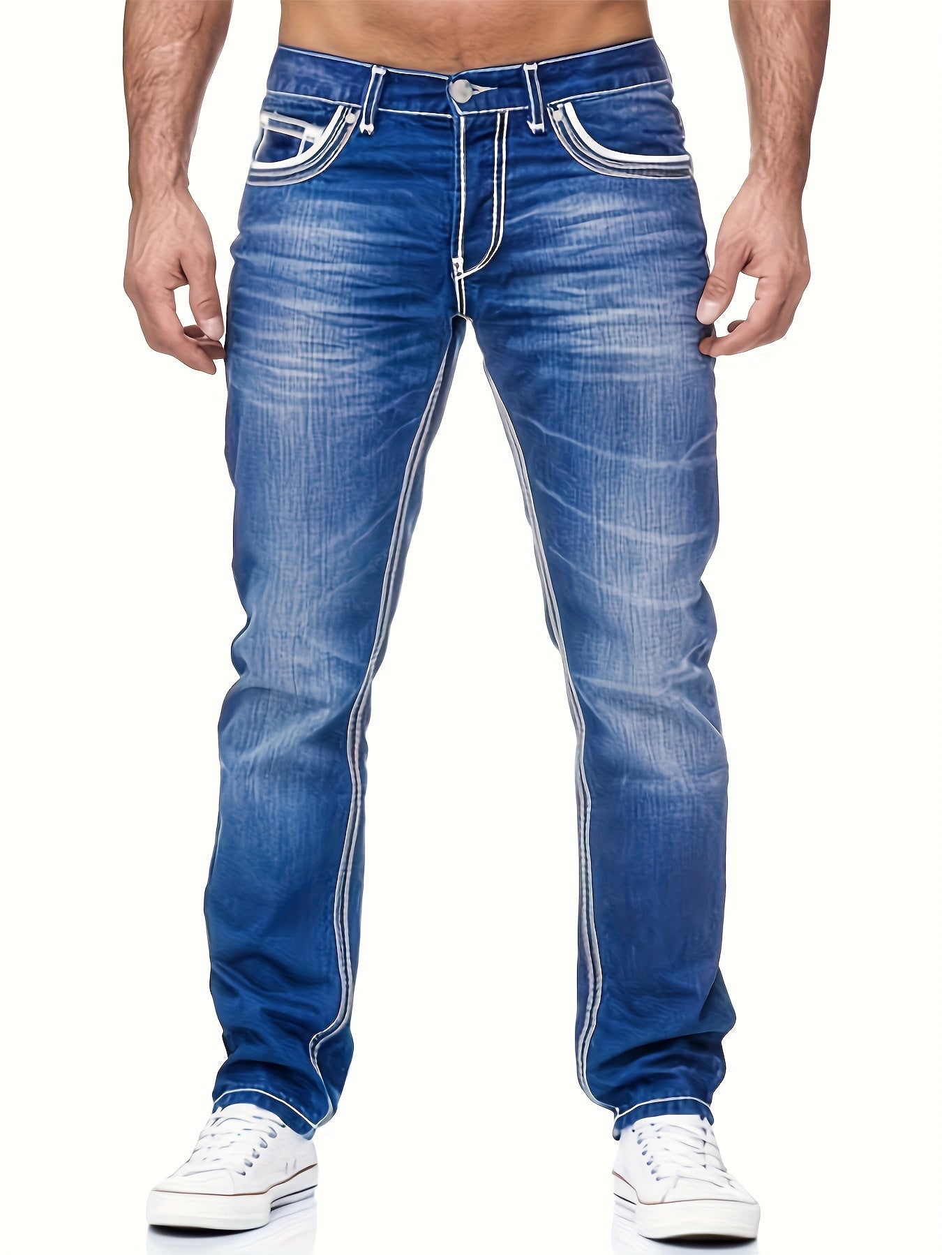 Comfy Street Style Denim Pants - Distressed, With Multiple Pockets, Fashionable and Casual Wear for Men