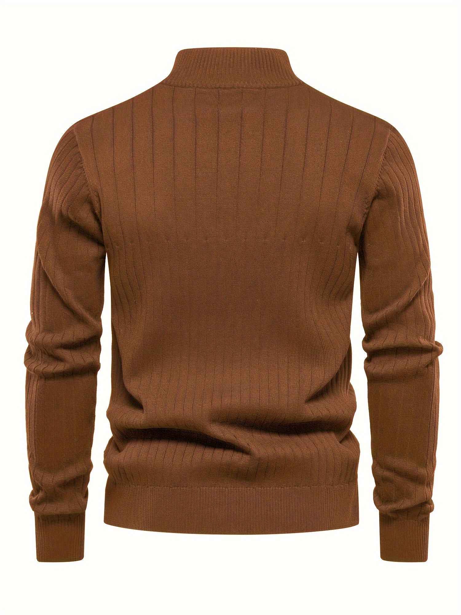 Men's Casual Cotton Warm Slightly Stretch Half Zipper Stand Collar Pullover Sweater For Men Fall Winter