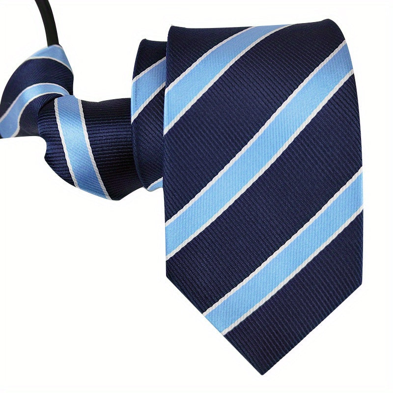 1pc 7CM/2.75inch Easy-Pull Lazy Tie - Convenient, One-Handed Adjustment, Time-Saving, Stylish Accessory for Business, Leisure - Ideal Gift Choice for Men, Navy Blue Series