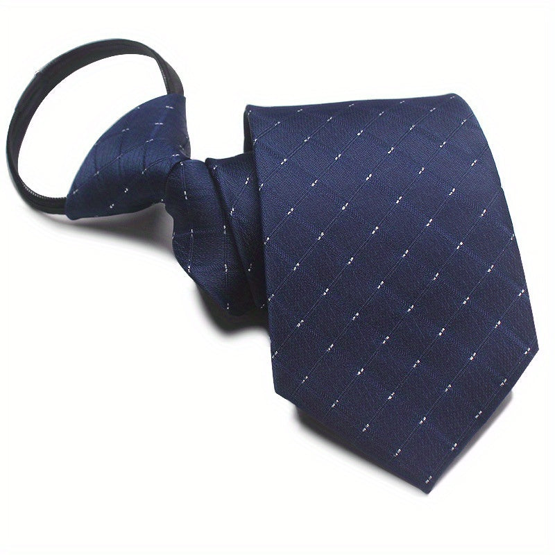1pc 7CM/2.75inch Easy-Pull Lazy Tie - Convenient, One-Handed Adjustment, Time-Saving, Stylish Accessory for Business, Leisure - Ideal Gift Choice for Men, Navy Blue Series