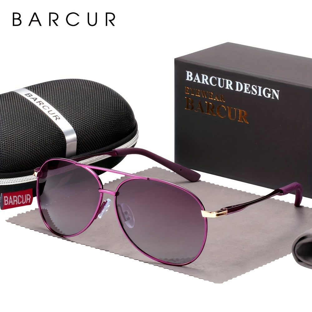 BARCUR Polarized Women Men Gradient Metal Pilot UV400 Female Gafas Oculos De Sol Masculino (With Case) with gifts box Mother's Day/give gifts