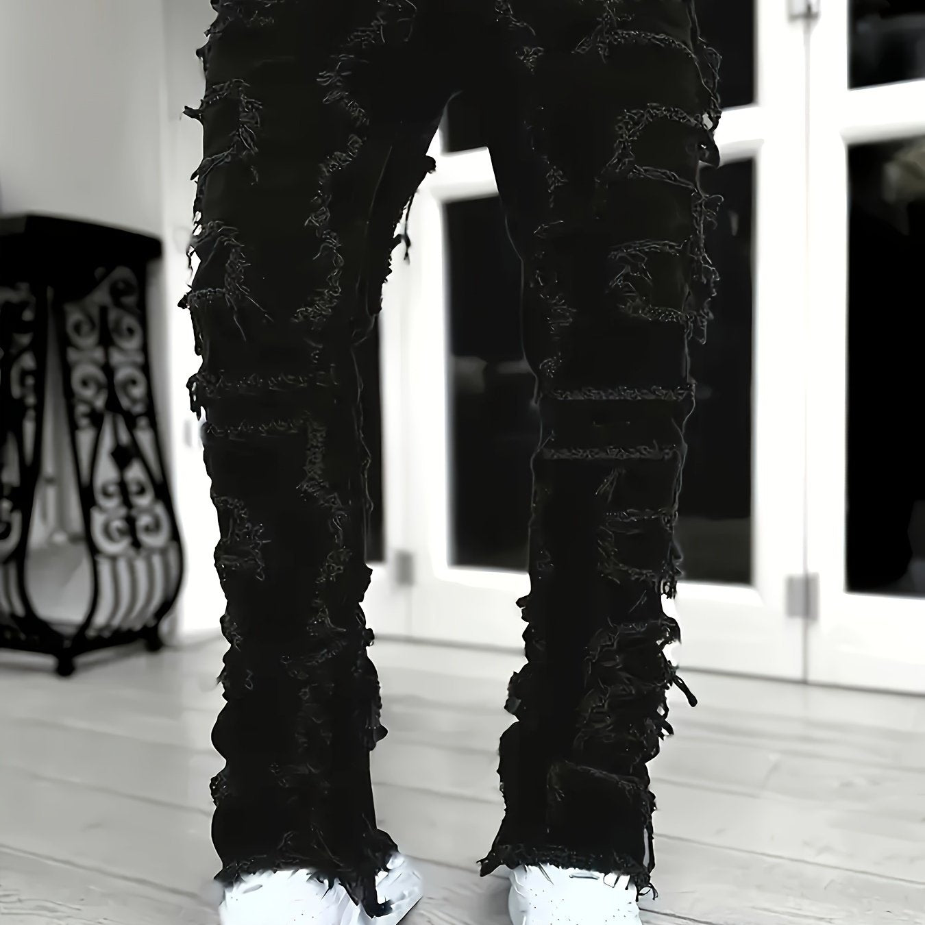 Men'S Casual Stretch Faux Denim with Creative Tassel Decoration, Tailored for a Slim Fit, Embodying Street Style for Hip-Hop And Skate Culture, Men Jean For Men, Black Jean Men, Pant For Men Jean, Men Skinny Jean, White Jean
