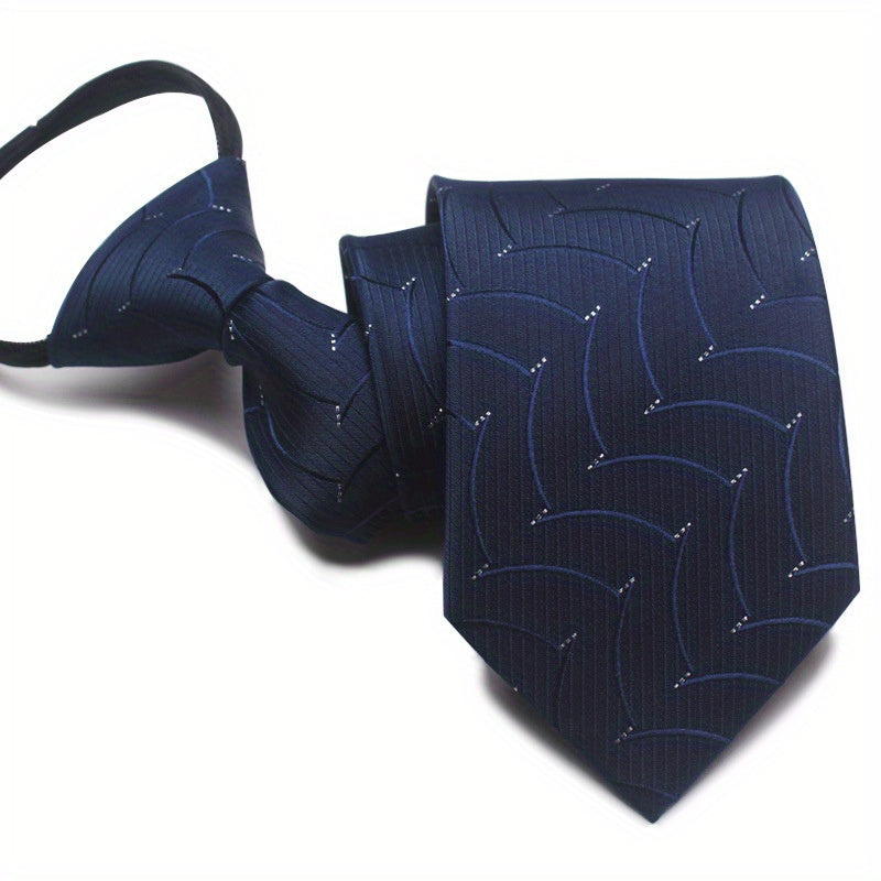 1pc 7CM/2.75inch Easy-Pull Lazy Tie - Convenient, One-Handed Adjustment, Time-Saving, Stylish Accessory for Business, Leisure - Ideal Gift Choice for Men, Navy Blue Series