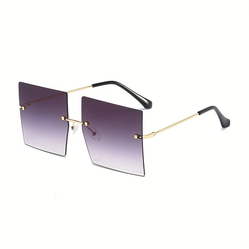 Oversized Gradient Sun Shades - Frameless Design, Trendy Gradient Lenses, Stylish Unisex Glasses - Perfect for Summer Outings, Beach Party Essential for Women and Men