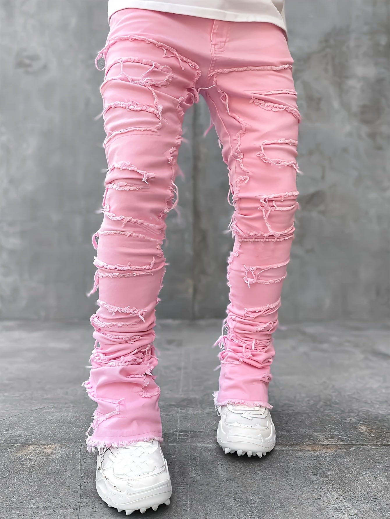 Men'S Casual Stretch Faux Denim with Creative Tassel Decoration, Tailored for a Slim Fit, Embodying Street Style for Hip-Hop And Skate Culture, Men Jean For Men, Black Jean Men, Pant For Men Jean, Men Skinny Jean, White Jean