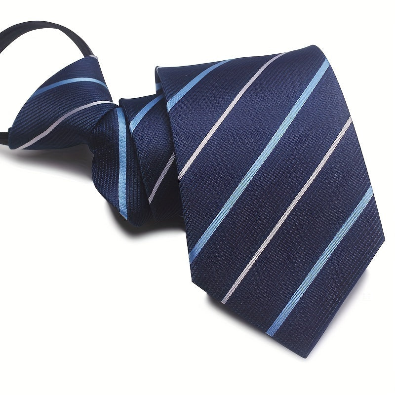 1pc 7CM/2.75inch Easy-Pull Lazy Tie - Convenient, One-Handed Adjustment, Time-Saving, Stylish Accessory for Business, Leisure - Ideal Gift Choice for Men, Navy Blue Series